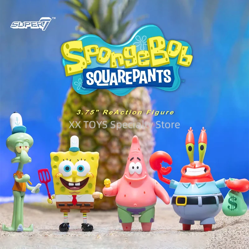 

Super7 Spongebob Squarepants Wave 1 Action Figure 3.75 Inch Patrick Squidward Mr. Krabs Cartoon Classic Collectible Model Toys