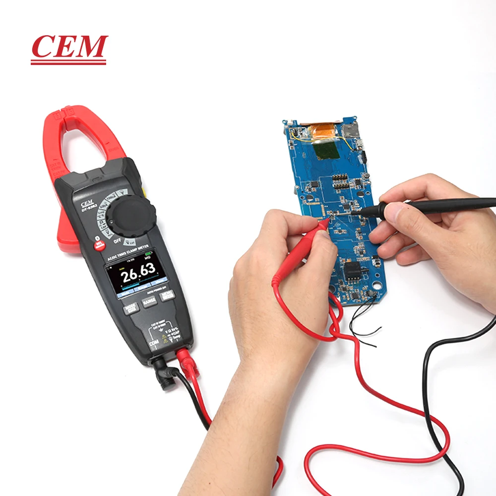 

CEM Industrial Smart Clamp Meter High Accuracy 60MΩ Resistance Range AC/DC Digital 1000℃/1832℉ Measures Frequency