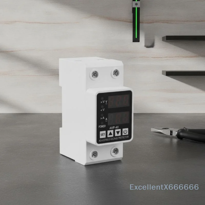40A 63A DIN Rail Over Current Limiter Digital Display Over Under Voltage Protection for Villa Electrical Circuit Use