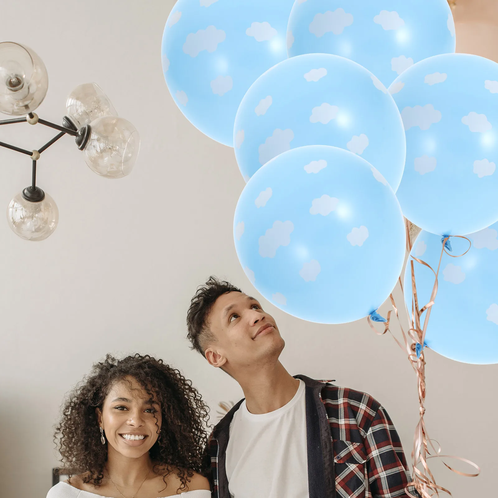 

50pcs 12 Latex Balloons Clouds Print Party Supplies Decoration Set Birthday Banquet Gathering Wall Door Window Hanging
