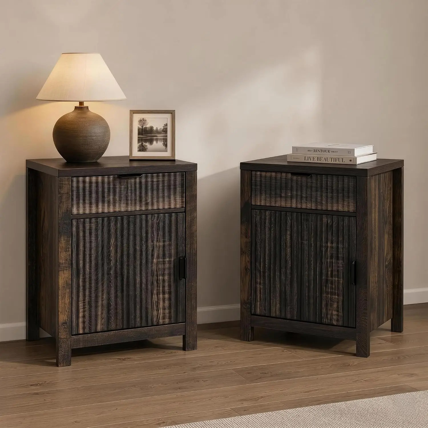 Rustic Nightstand With Drawer, 18.8