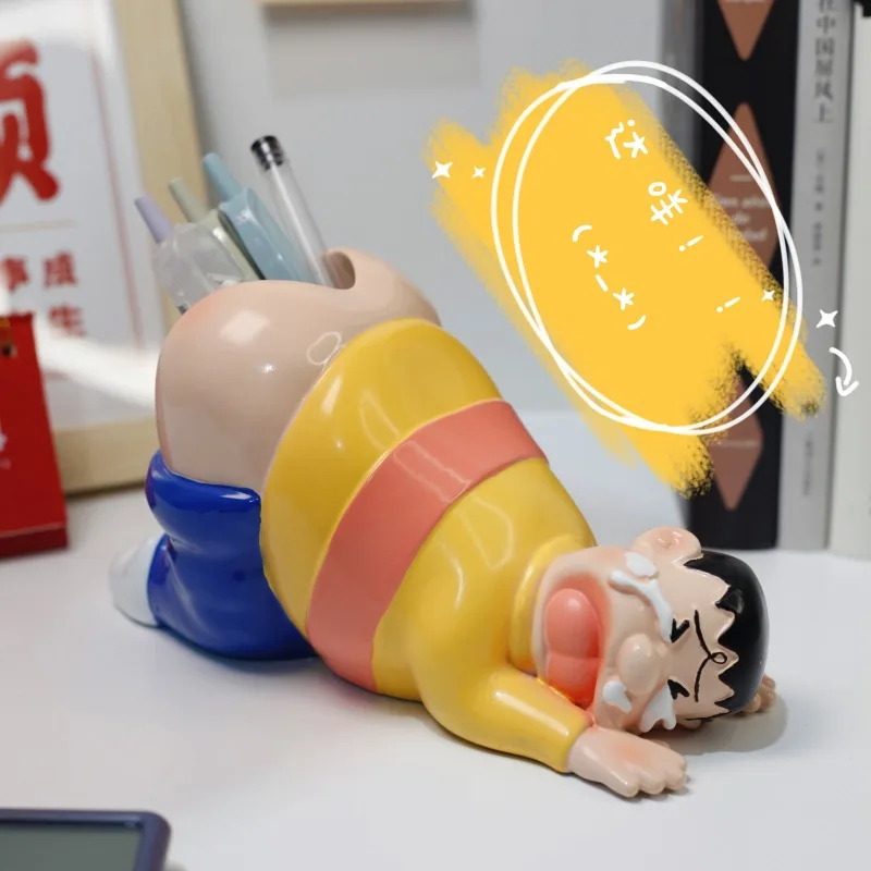 19cm Cute Funny Fat Tiger Simple Pen Holder Doraemon Student Dormitory Desktop Ornament Large Capacity Stationery Storage Box