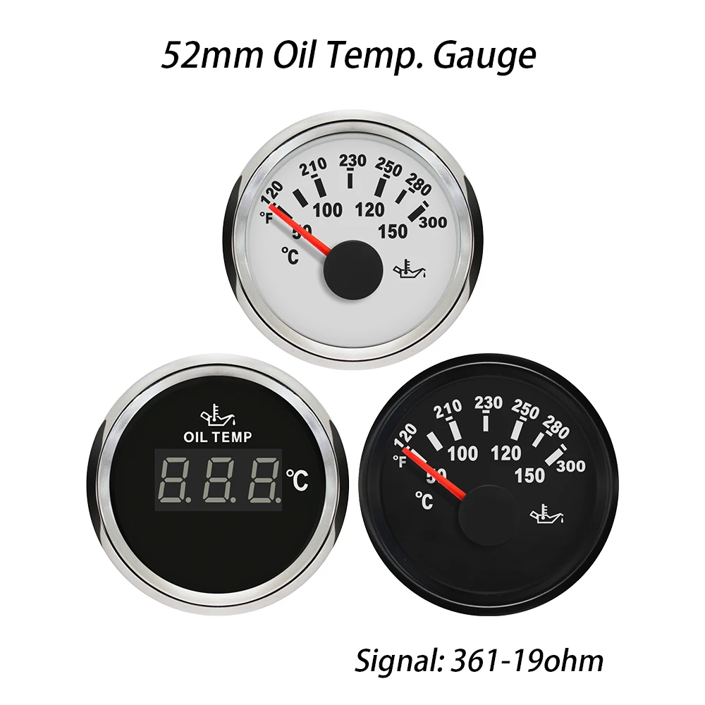 Rhaxel Forklift Motorcycle 52mm Waterproof Oil Temp Gauge Fuel Temperature Indicator Meter 50-150℃ With Red Backlight 9-32V