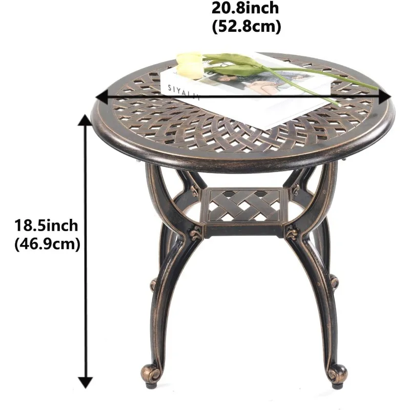 Outdoor Patio Table,Rust -Resistant Cast Aluminum Side Table,Weather Resistant End Table，Coffee Table， Perfect for Patio,