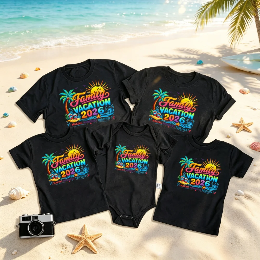 Family Matching Outfits 2026 Beach Vacation T Shirts Making Memories Together Print Mommy Daddy Kids Matching Family Trip Tees