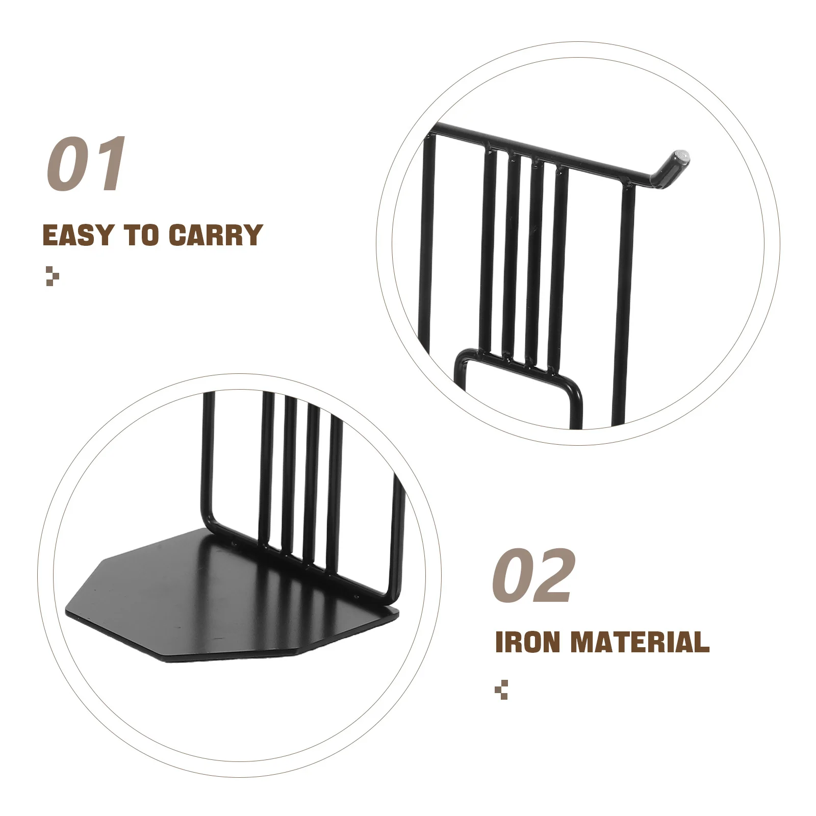 2pcs Metal Bookends Black Heavy Duty Book Stopper For Shelves Kitchen Office Library Organizing Books Dvds Files Magazines Iron