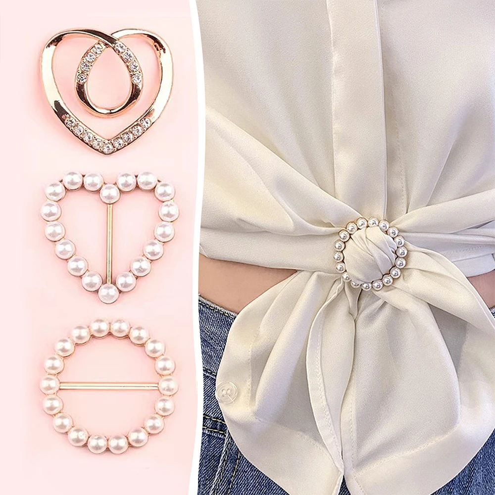 

1 Pc Rhinestone Pearl Scarf Buckle, Multi-Functional Shirt Corner Clip, Hem Holder, Exquisite Clothing Accessories for Women