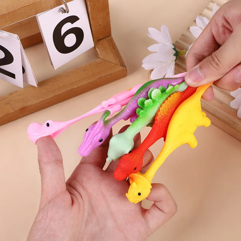 5-30 PCS Dinosaur Finger Catapult Decompression Toy TPR Finger Dinosaurs Slingshot for Kids Birthday Party Pranks Random Colour