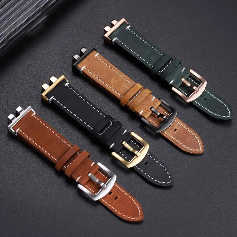حزام ساعة من جلد البقر لساعة كاسيو GMW-B5000 GM-B2100 MRG-B5000 مع محول حزام جلد العجل العتيق