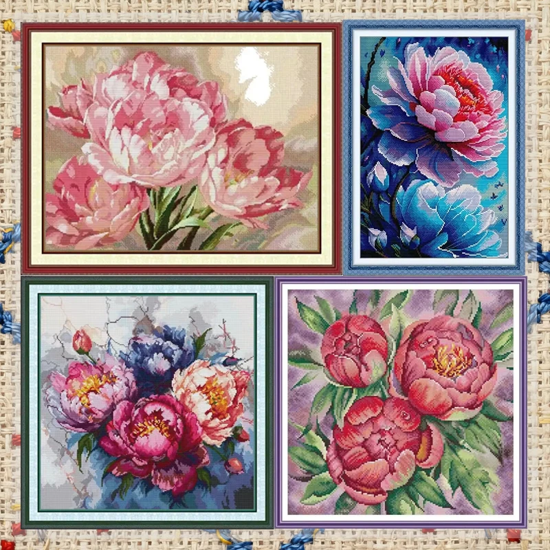 

Joy Sunday Cross Stitch Kit Colorful Flowers HD Pattern Aida 16/14/11CT Counted Printed Canva DIY Embroidery Kit Home Decor Hot