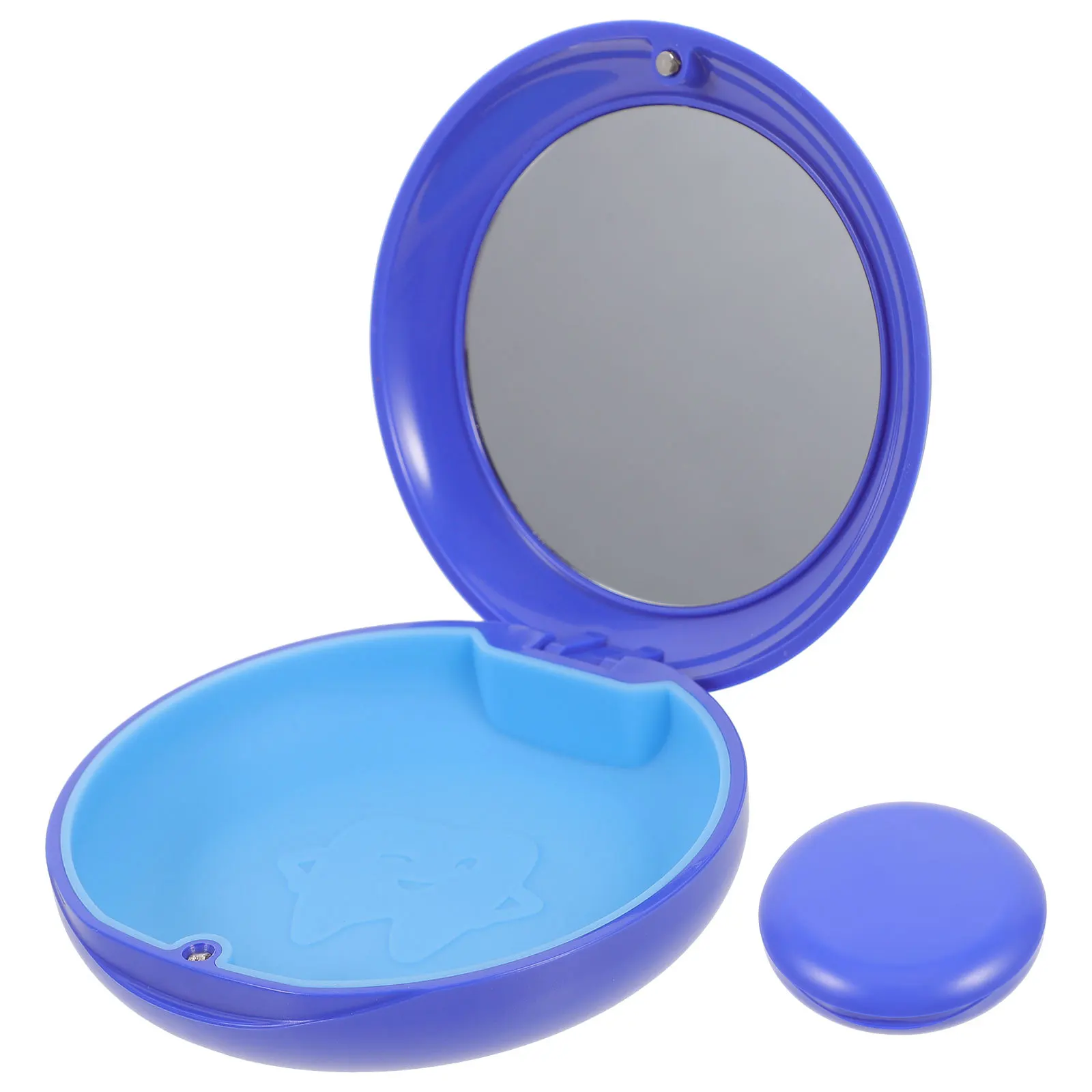 

Small Orthodontic Retainer Case Scratch Resistant Box Mirror Lid Portable Denture Holder Compact Brace Storage Protector Outdoor