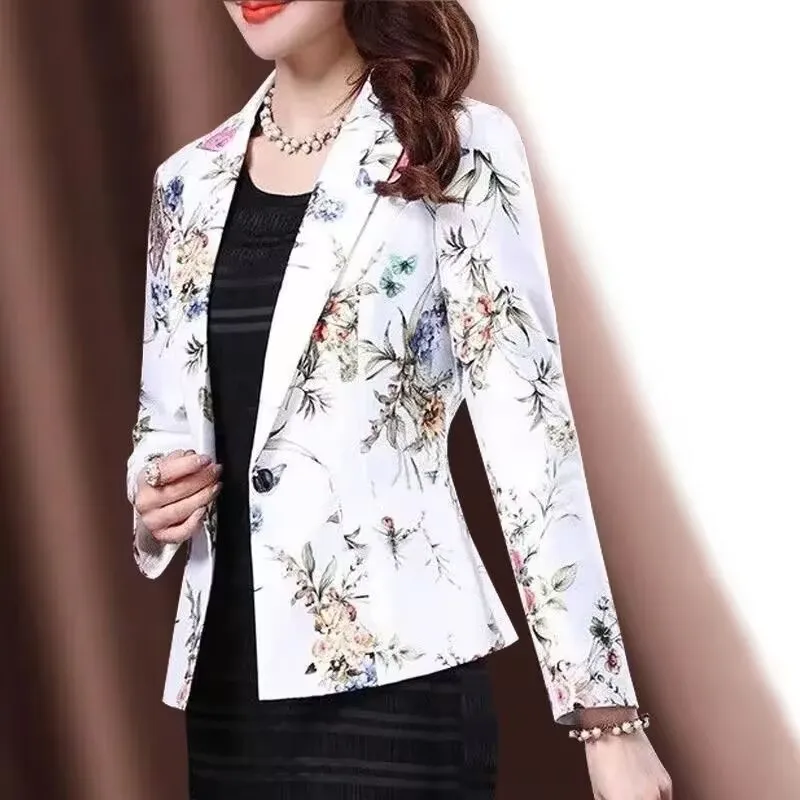 2026 Spring Suit Jacket Women\'s Summer New Temperament Ladies Korean Version One-Button Jacquard Slim Short Top Women Blazer Ele