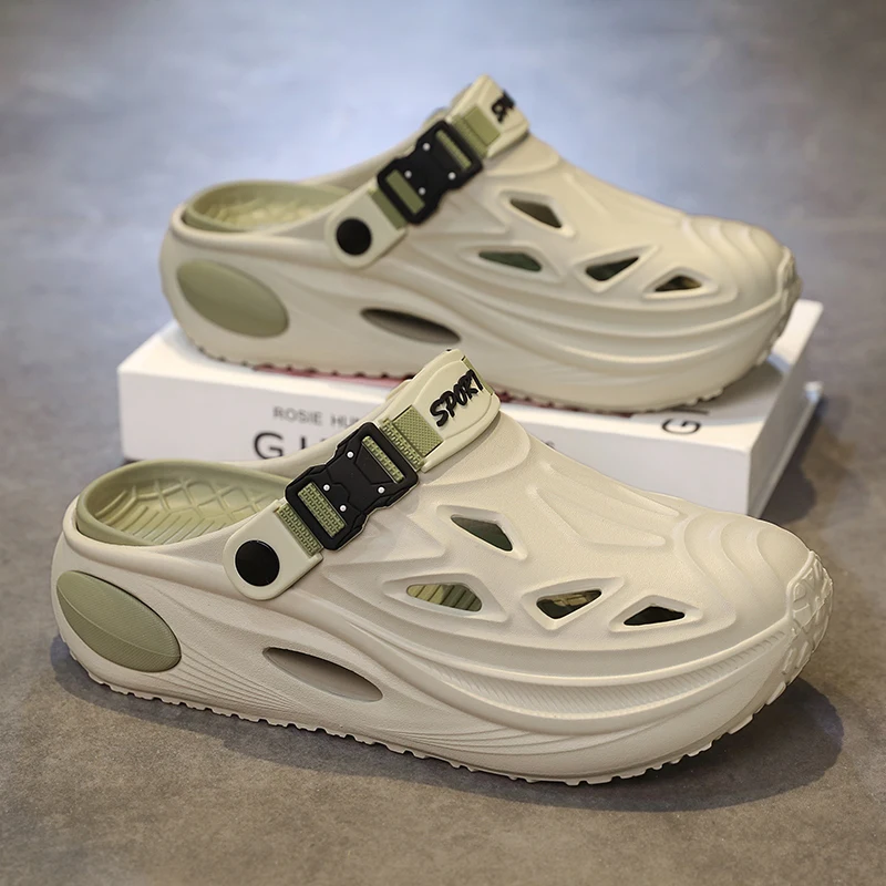 

Unisex Water-Resistant EVA Slippers Beach-Walking Comfortable Step Sensation Head-Covering Slip-On Sandals Casual Footwear