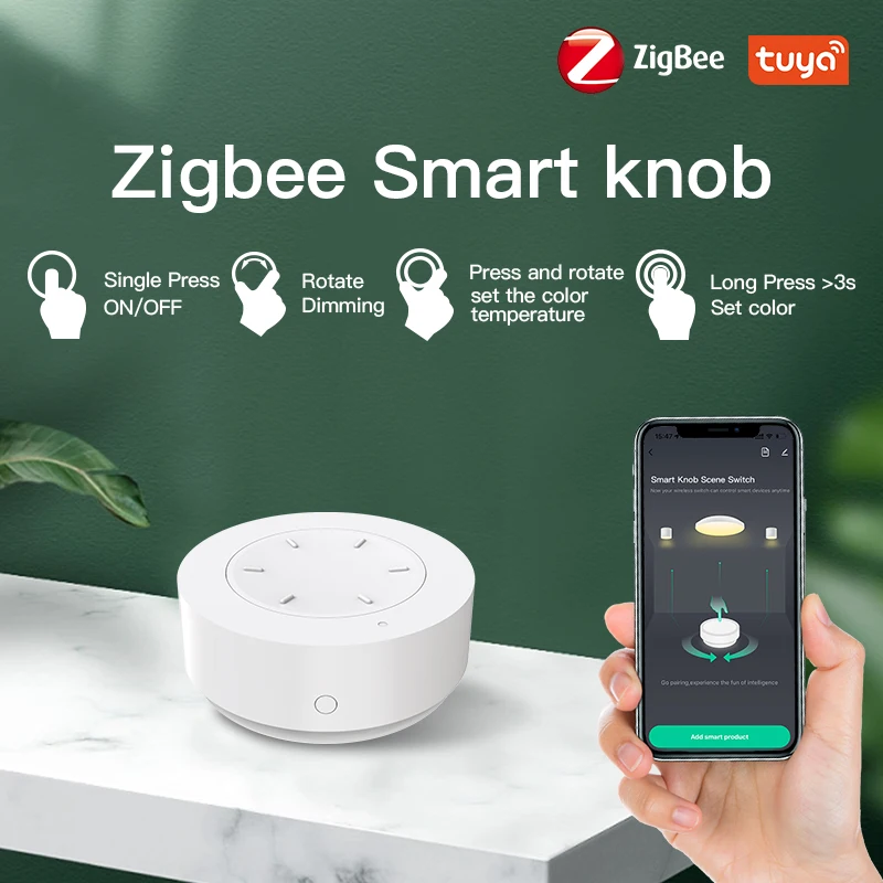 Tuya Zigbee Smart Knob Switch Smart Home Wireless Scene Remote Switch Button Controller Work With ZigBee Gateway Smart Life APP