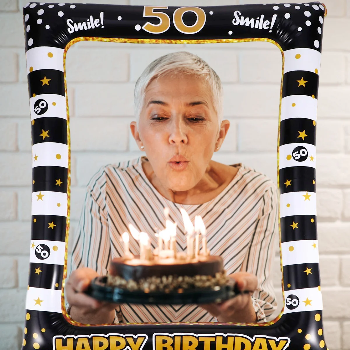 

1Pcs Inflatable Birthday Photo Frame Party Supply with Creative Design Suitable for Festival Adult Party Atmosphere