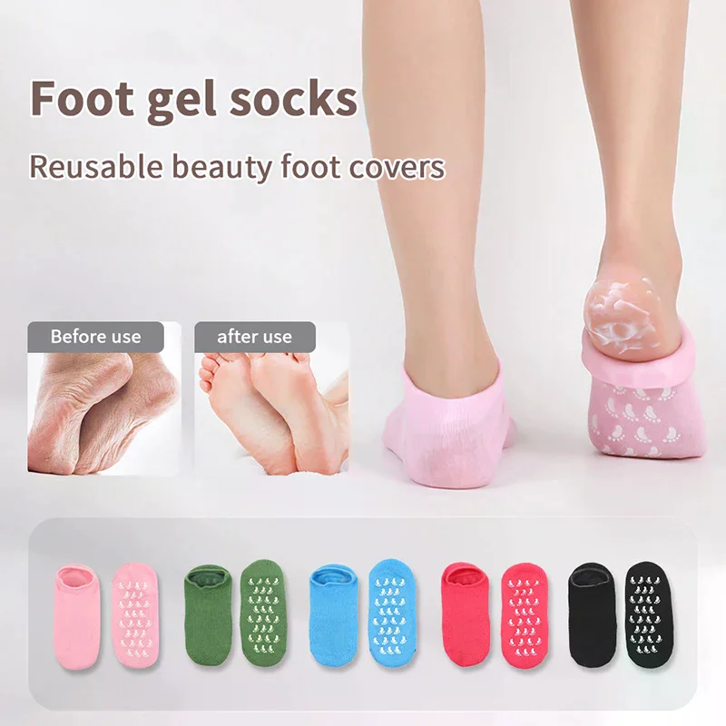 1Pair Multi Colored Essential Oil Moisturizing Socks Gloves For Dry Cracked Feet Nourishing Skin Lubricating Foot Care Massage