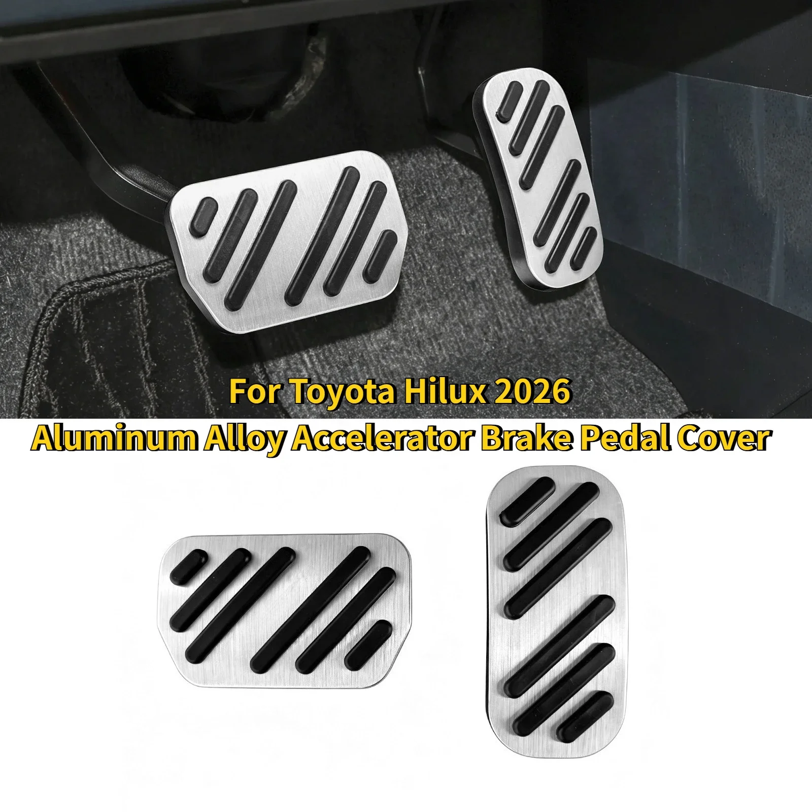 RHD For Toyota Hilux 2026 Car Accelerator Brake Pedal Cover Aluminum Alloy Foot Pedal Protector Modified Car Interior Accessory detail image 1