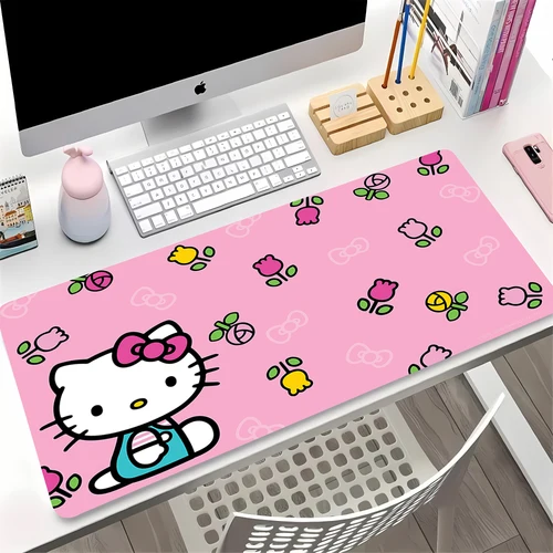 Imagen 2 del producto Alfombrilla de ratón rosa de Hello Kitty Sanrio, bonita alfombrilla de escritorio, accesorios para juegos de PC, alfombrilla para teclado, alfombrilla para ratón de gabinete de jugador de Anime Kawaii, alfombra HD
