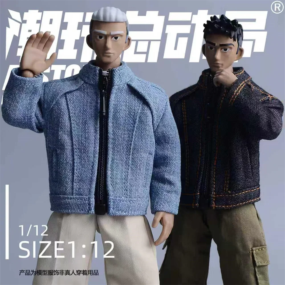 1/12 Scale Men's Trendy Denim Shirts Jackets and Coats Pants Clothes Model Fit 6'' Notaman Romankey Male Soldier Action Figure