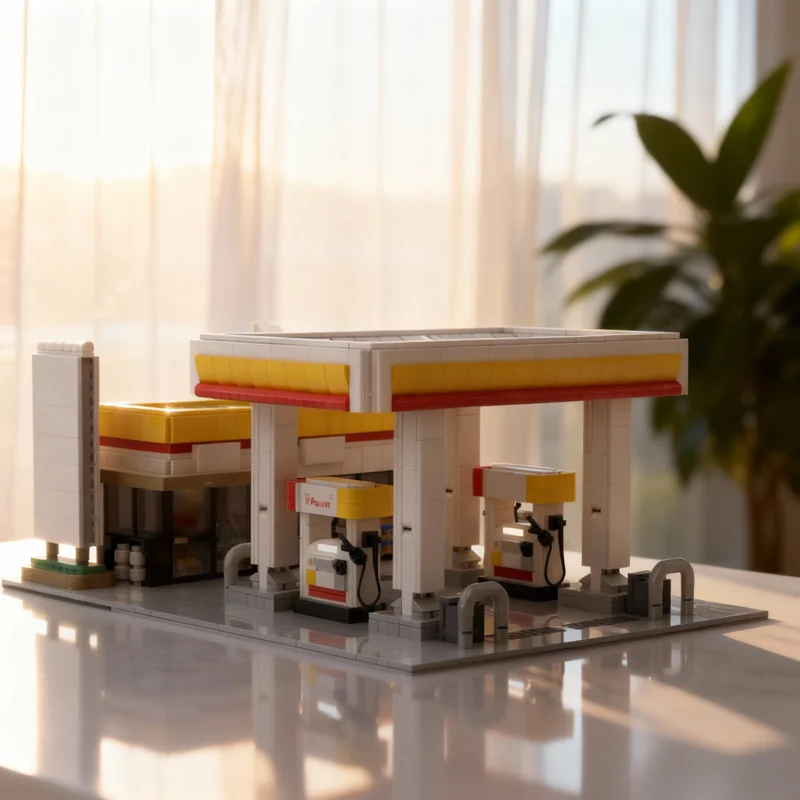 1702pcs MOC Shell Gas Station Modular Streetscape Model Toys Building Blocks Construction Christmas Gift Idea Kids Assemble