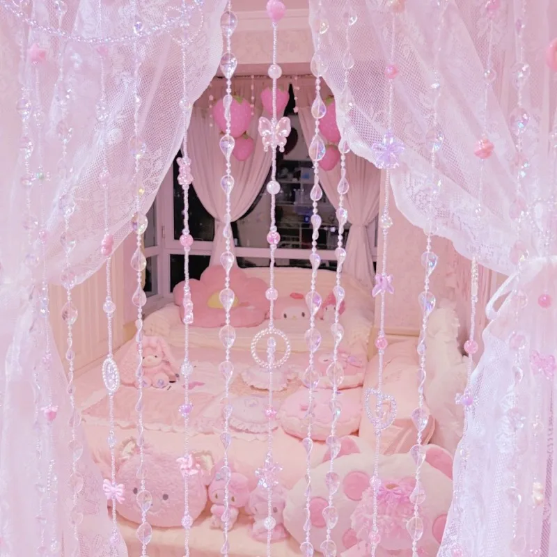 Bead curtain Door curtain Bow decorative bead chain No punching Bedroom room curtain Dream crystal
