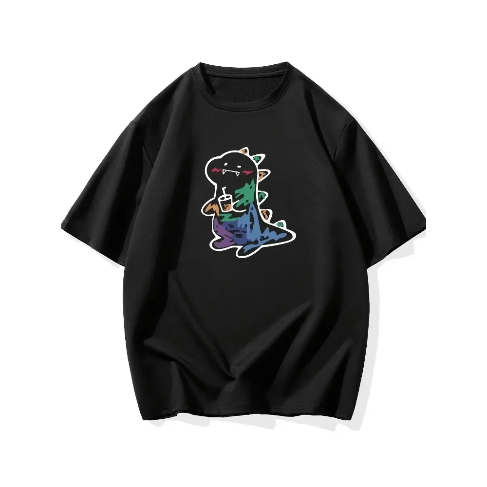 

Свободные повседневные топы с коротким рукавом и принтом в виде динозавра для весны и лета