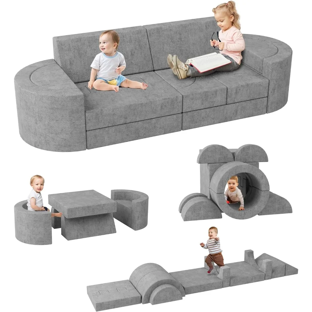 

16pcs Modular Kids Play Couch, Child Sectional Sofa for Fun Play Time or Comfy Lounging, 1000+DIY Creativing Playroom Furniture