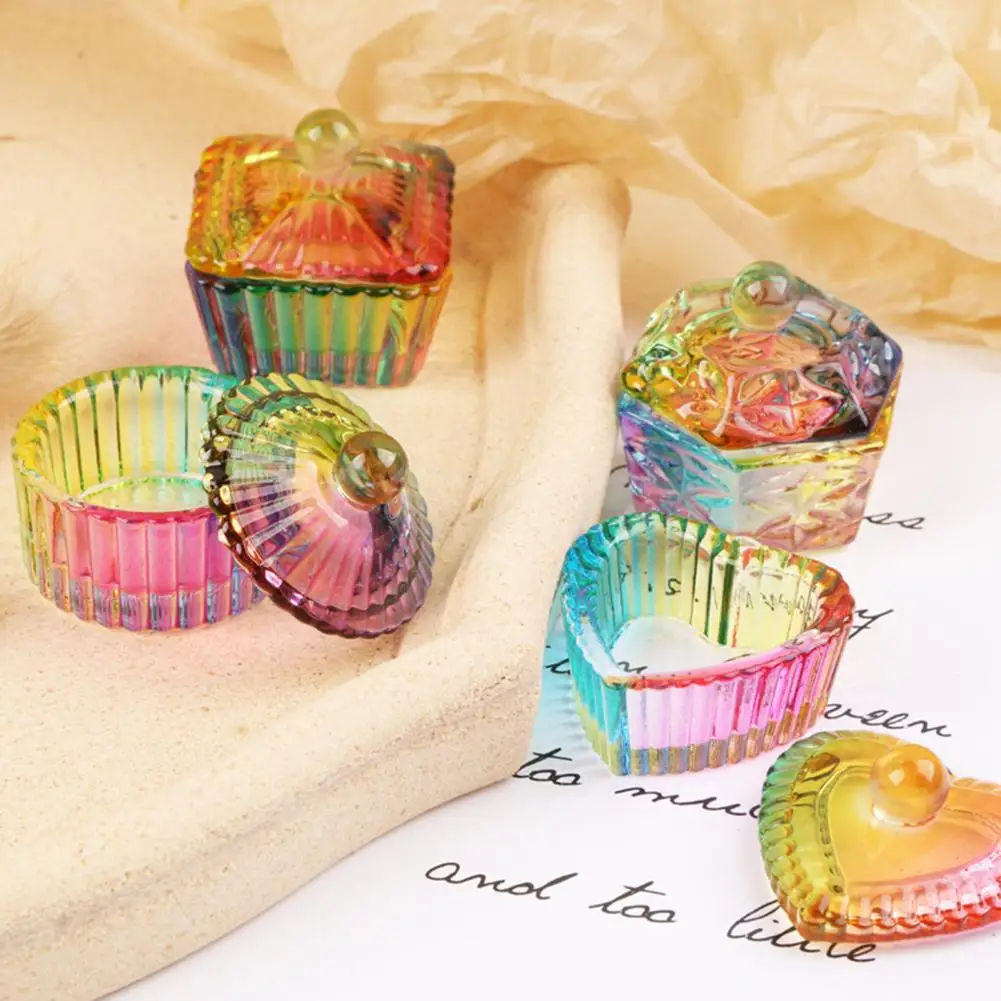 مادة زجاج فن الأظافر ، تخزين مسحوق الاكريليك ، طبق مع غطاء الغبار ، حامل للمبتدئين