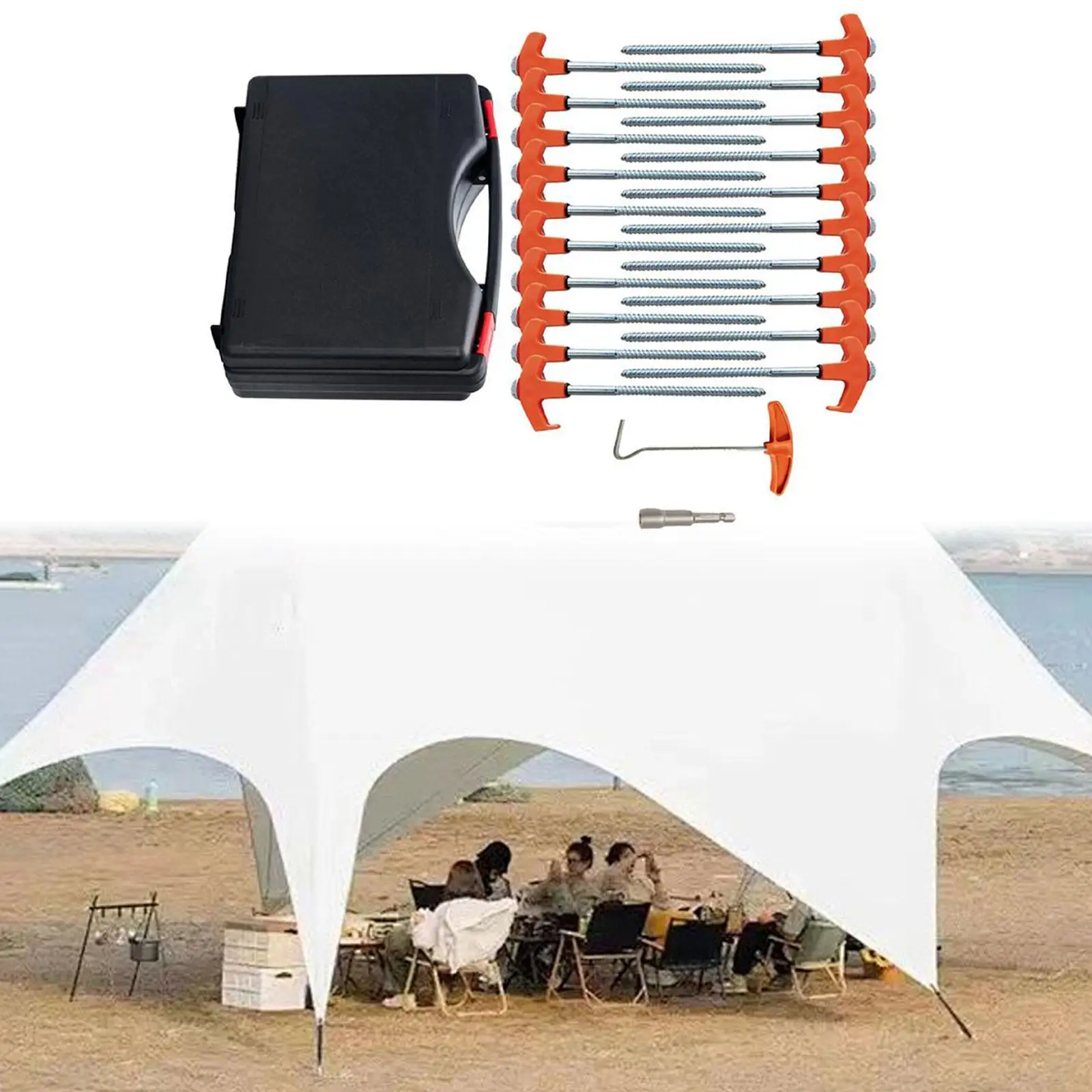 

20 Pieces Tent Stakes with Hexagon Head Drive and Storage Box, Ground Anchors, Tent Pegs, Ground Stakes for Backpacking