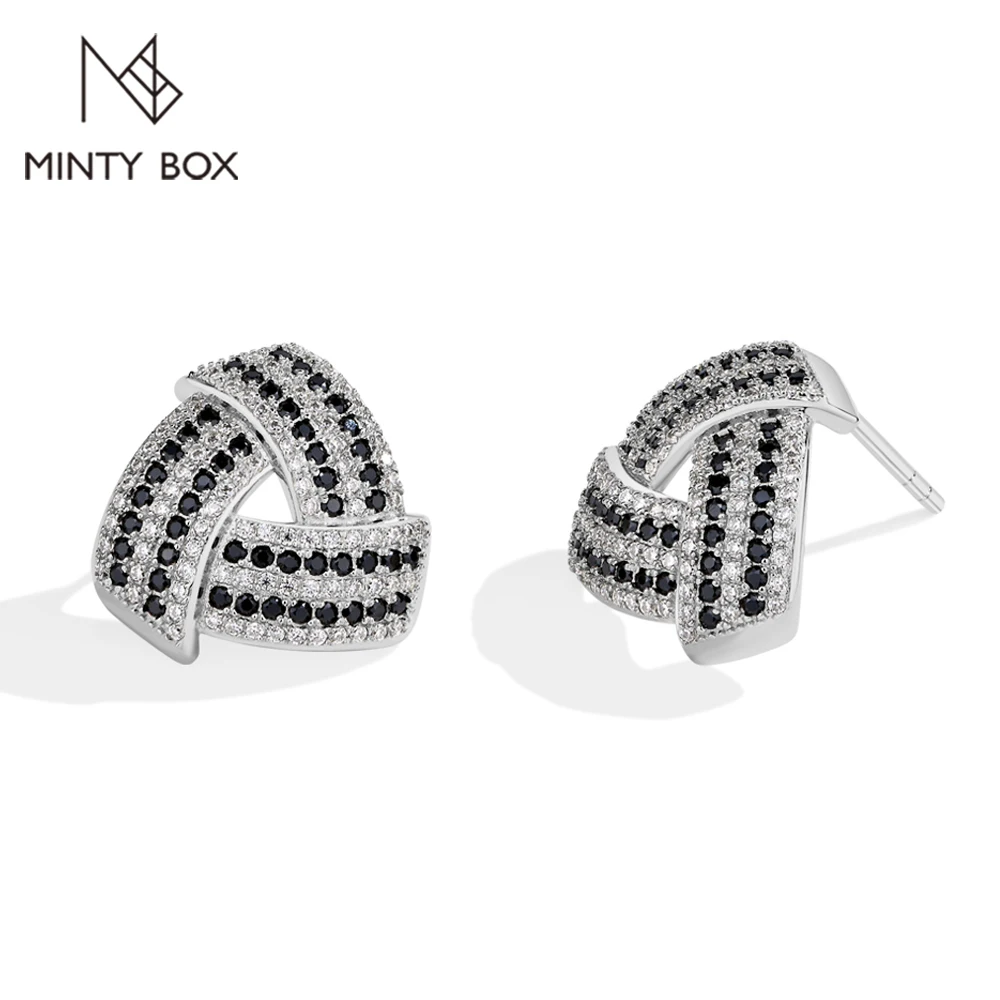 

MINTYBOX S925 Silver Black Moissanite Stud Earrings for Women 1.02ctw Lab Diamond Earring Triangular Luxury Wedding Fine Jewelry