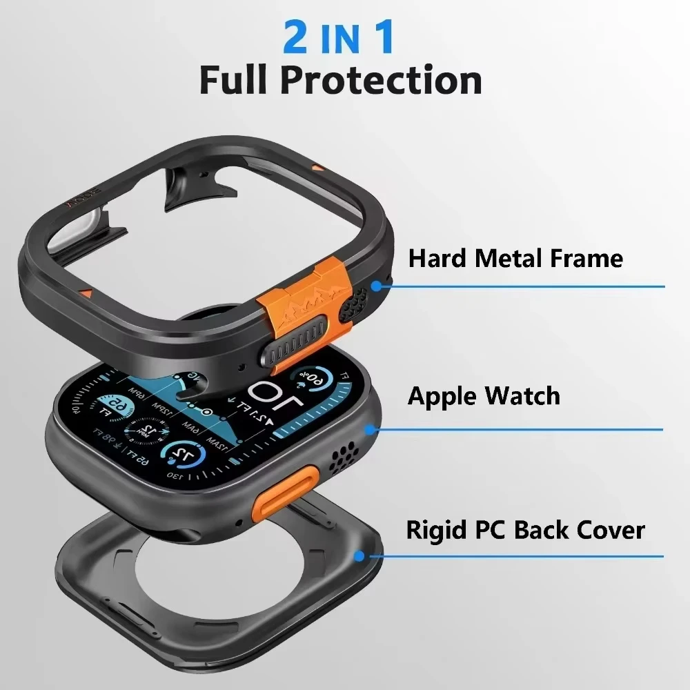 

Aluminum Alloy Case for Apple Watch Ultra 2/1 49mm Hard PC Watch Cover Bumper IWatch Series 10 46mm Protective Watch Accessories