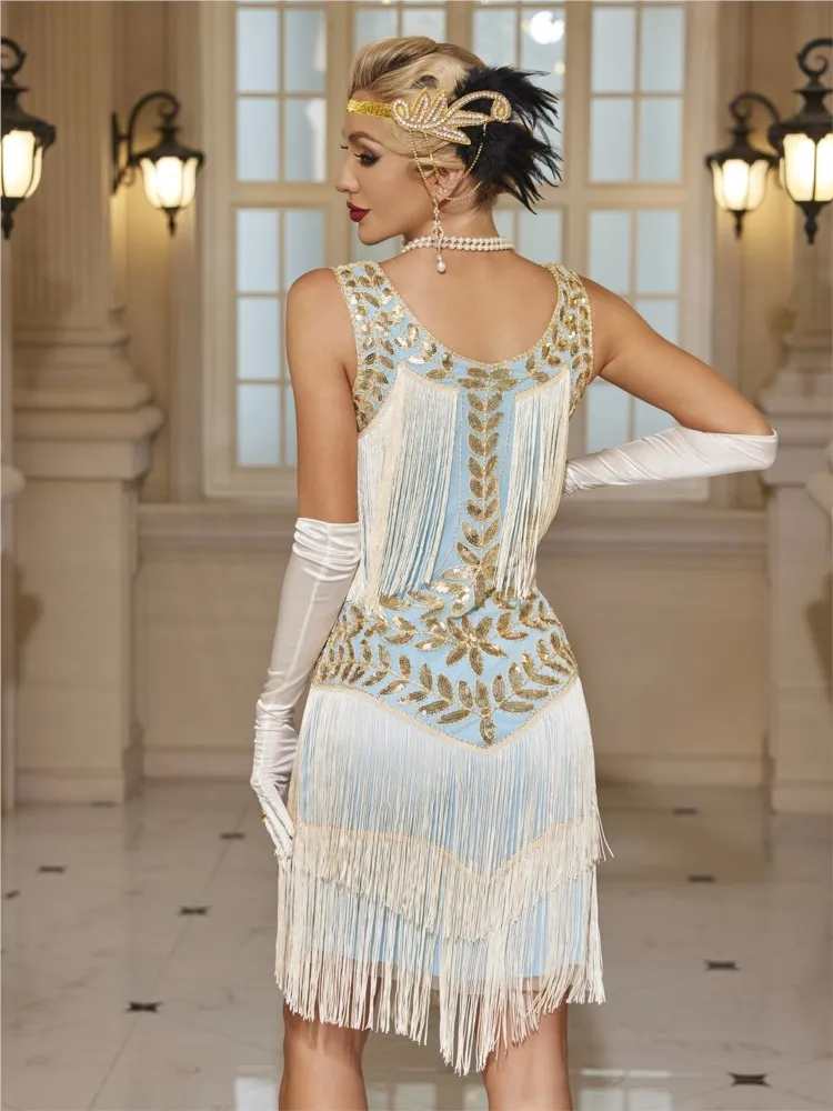 Sukienka damska na lato 2026, na studniówkę, do tańca, spódnica, jednolity kolor, dekolt okrągły, cekiny, koraliki, haft, frędzle, seksowna sukienka damska.