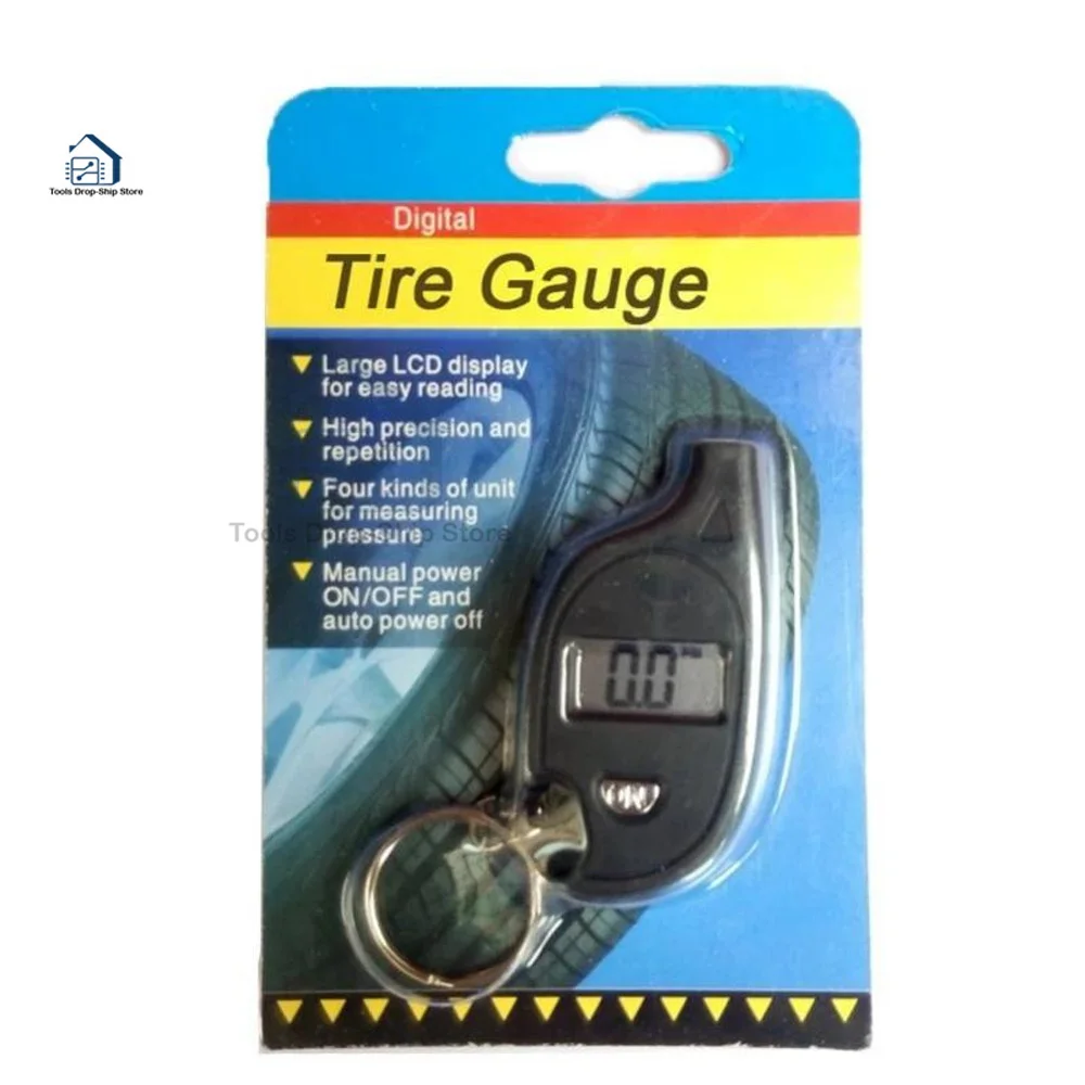 Mini Keychain Style Tire Gauge Digital Lcd Display Car Tire Air Pressure Tester Meter Auto Car Motorcycle Tire Safety Alarm