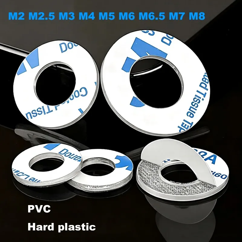 Single‑Sided Adhesive PVC Hard Plastic Washer M2‑M8 Transparent Round Flat Insulating Ring Spacer Adhesive Backed Gasket Washer