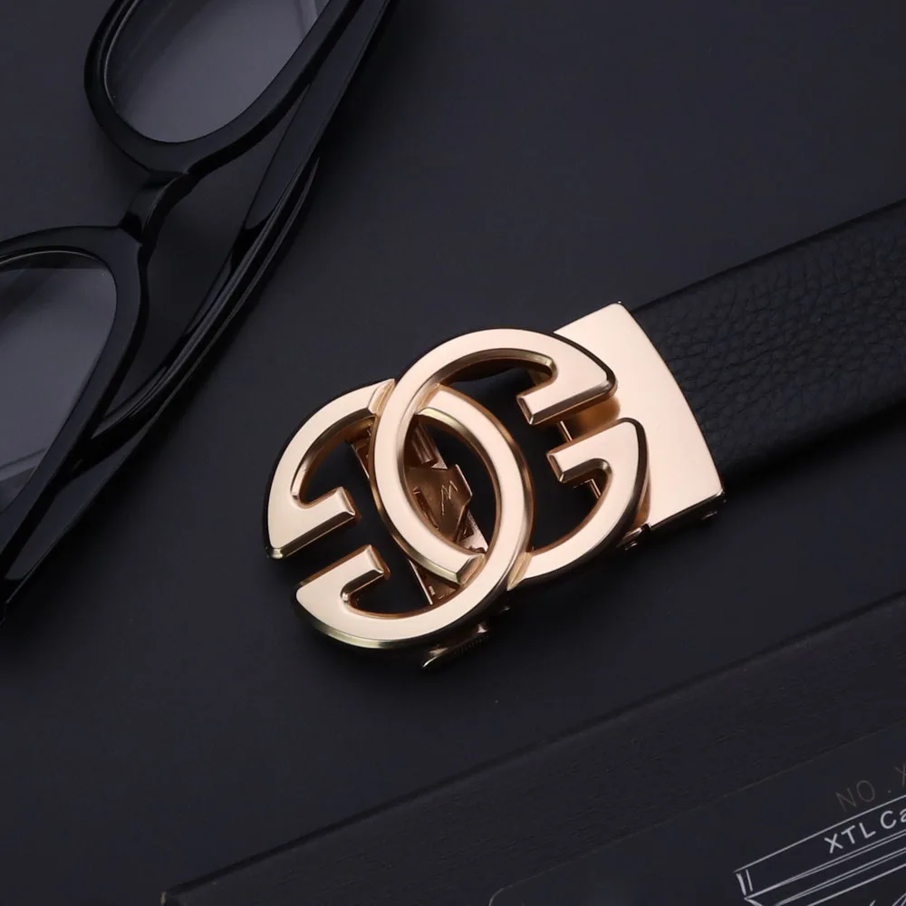 New Business Men's Belt Leisure Fashion Luxury Designer Brand Automatic G-Button Women's Belt Jeans Men's Belt