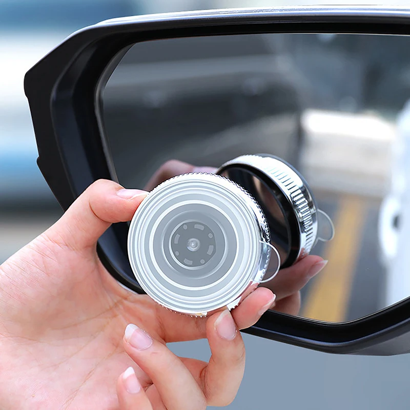 2Pcs 360 Degree Adjustable Round Frame Convex Blind Spot Mirror Safety Driving Wide-angle Clear Rearview Mirror Auto Accessories