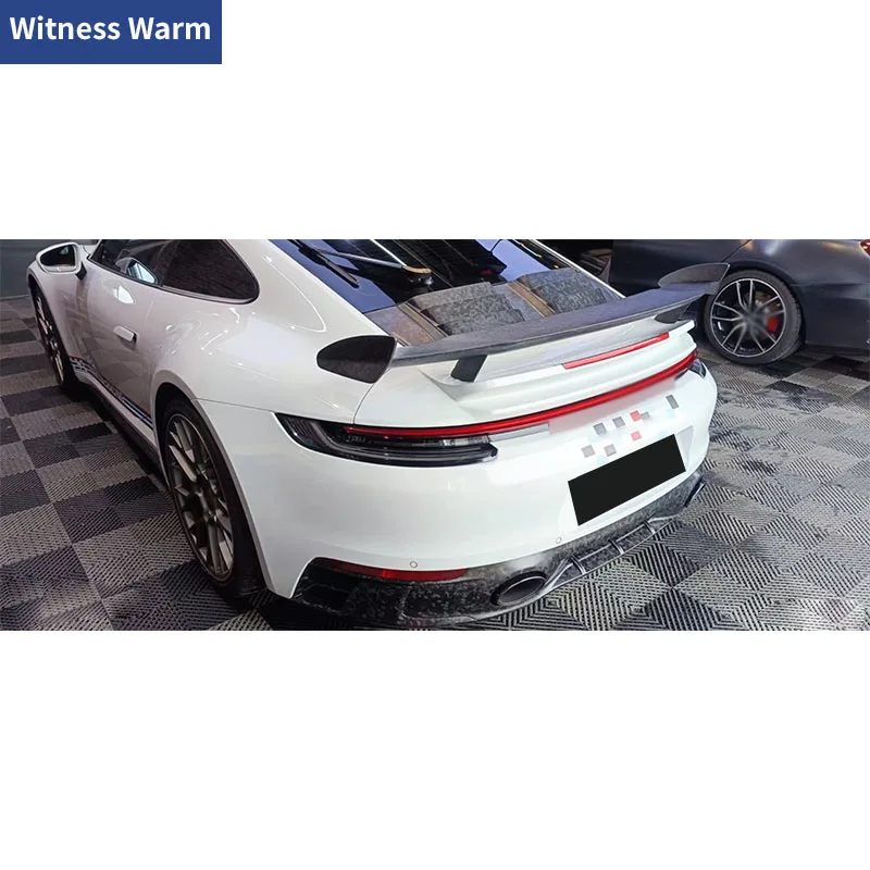 Matte Forged Dry Carbon Fiber Rear Spoiler Fiber Glass Wing for Porsche 911 992 Carrera Car Body Kit