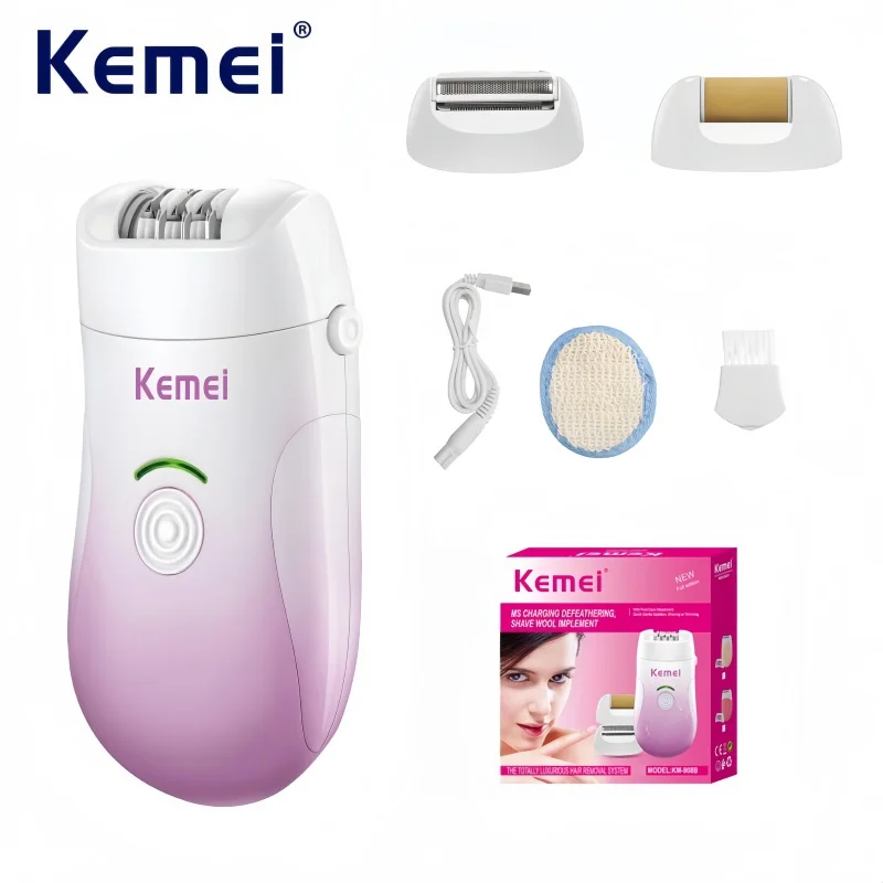 

Kemei KM-908B многофункциональное перезаряжаемое женское электрическое устройство для удаления волос 3-в-1, бритье всего тела и шлифовальная машинка для ног