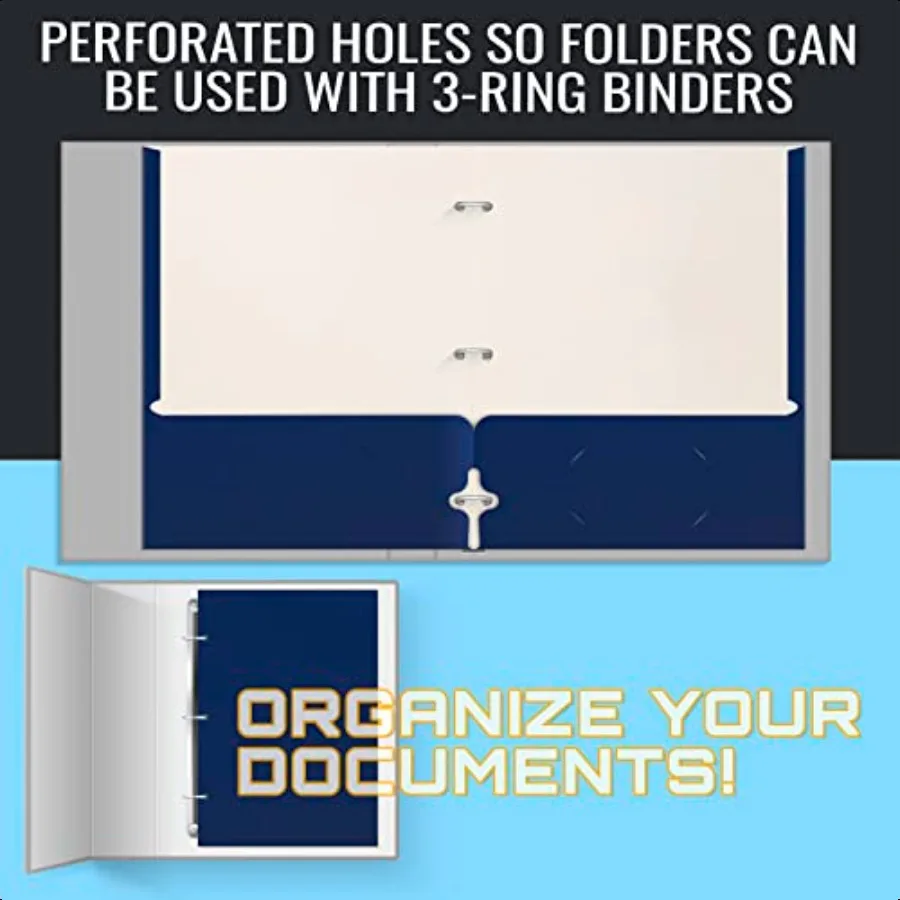 Two Pocket Portfolio Folders 50Pack Blue Letter Size Paper Folders 50 Pieces Blue