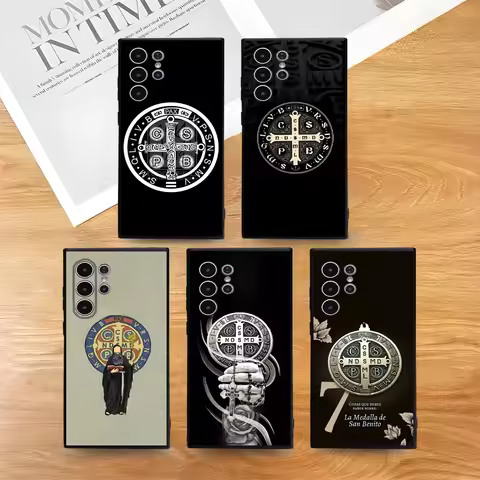 Saint Benedict Medal Phone Case For Samsung S series s21 s22 s23 s24 s25 FE Plus Ultra TPU Soft to Skin-friendly case