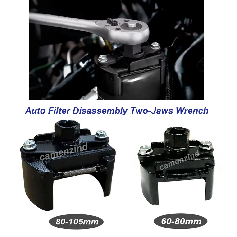 Universeller verstellbarer Zwei-Klauen-Ölfilterschlüssel für Filter 60-80mm 80-105mm – Hochwertige Filterentferner-Demontagewerkzeuge