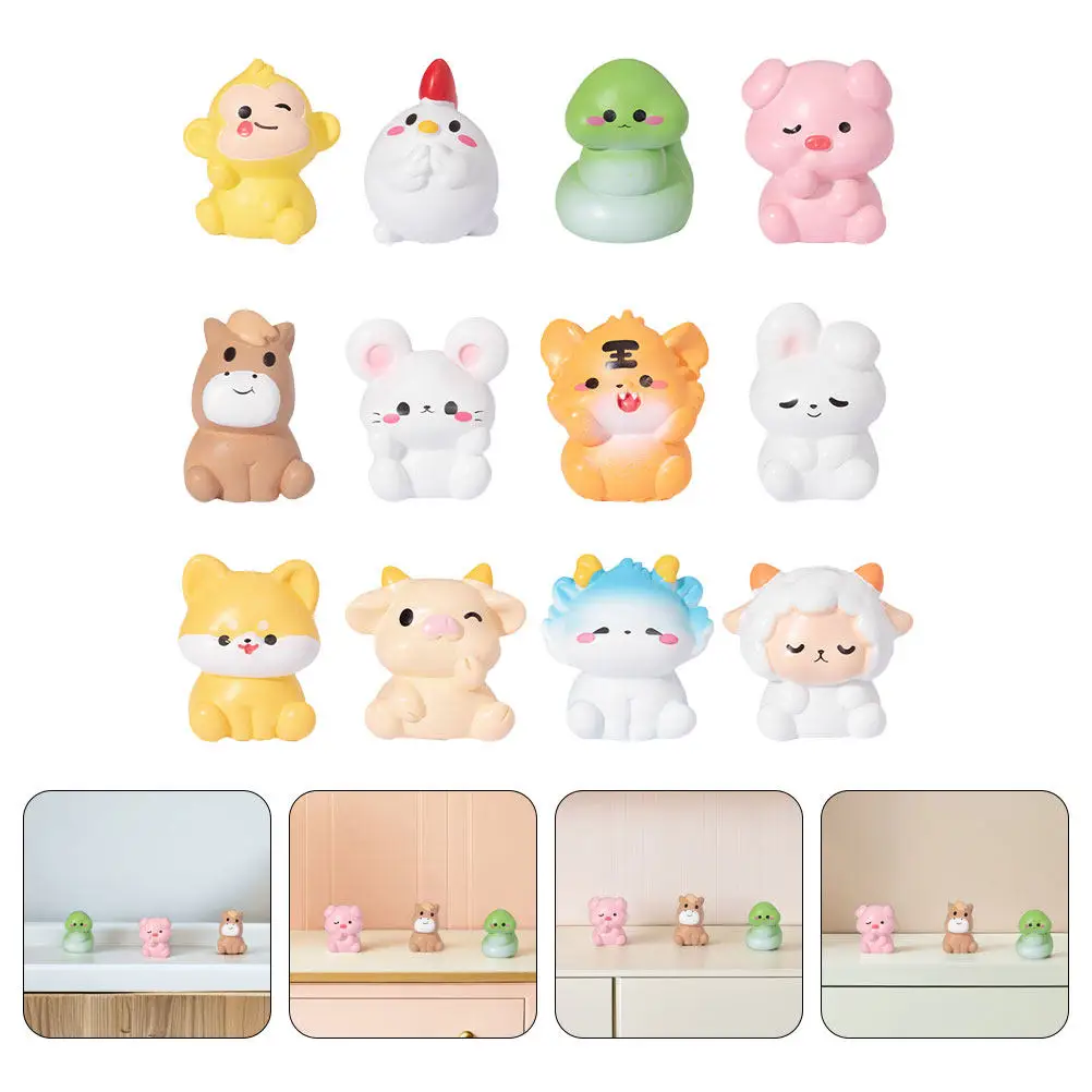 12Pcs Lifelike Resin Mini Animals for Micro Landscapes Figurines Indoor Outdoor Decor Small Space Ornaments Resin