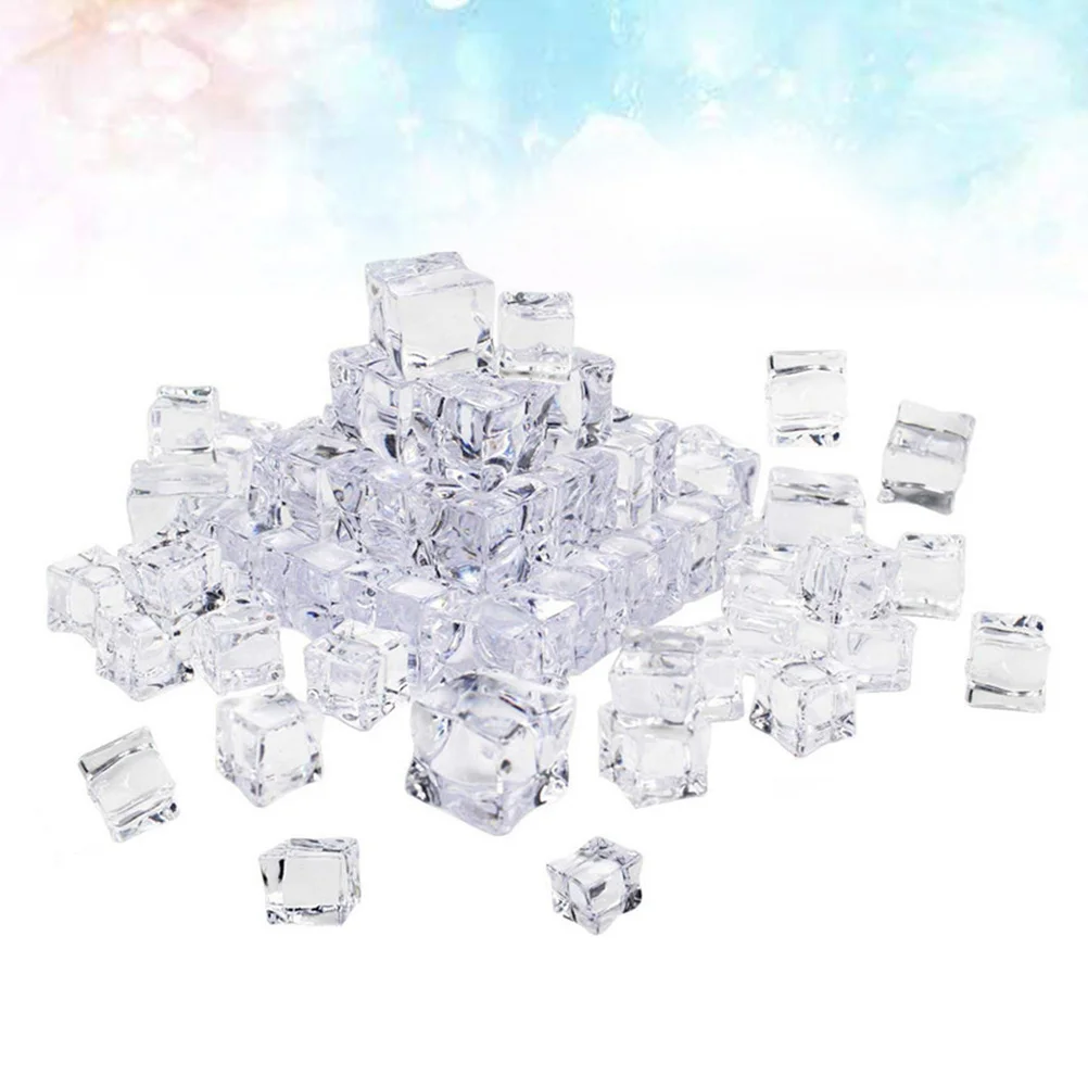 50Pcs 30mm Cube Shape Artificial Acrylic Ice Cubes Glass Luster Ice Cubes Photography Props Kitchen Decoration