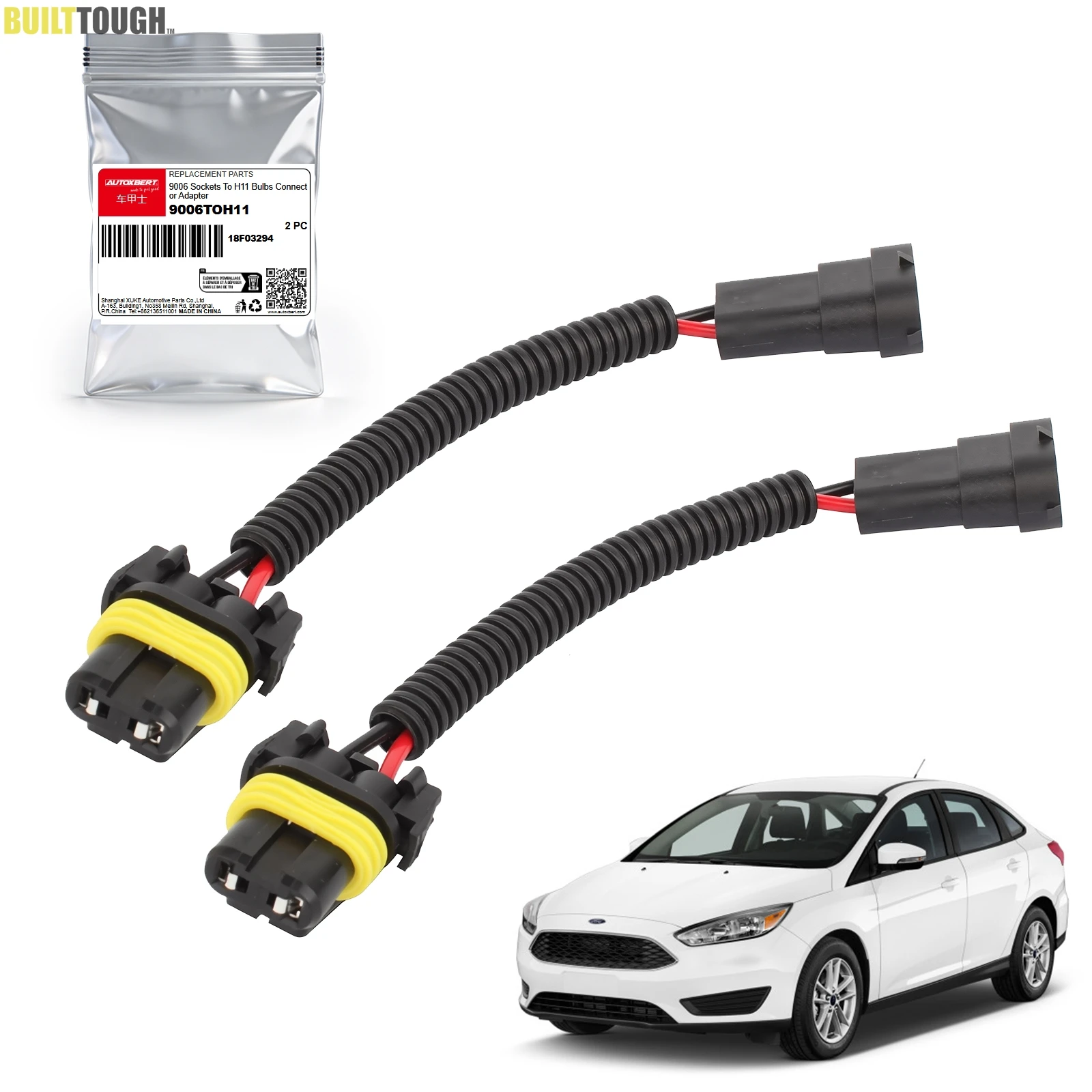 2x 9006 9005 To H11 H8 Headlight Fog Light Bulb Lamp Retrofit Wiring Harness Adapter Socket Plug Cable Connector Wire 12cm 5inch