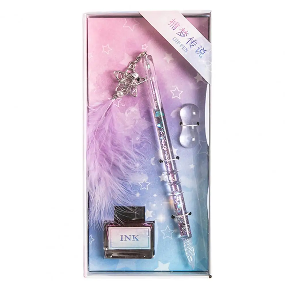 Signature Pen Dream Catcher Pen End Handmade Glass with Ink Crystal Writing Dip Pens