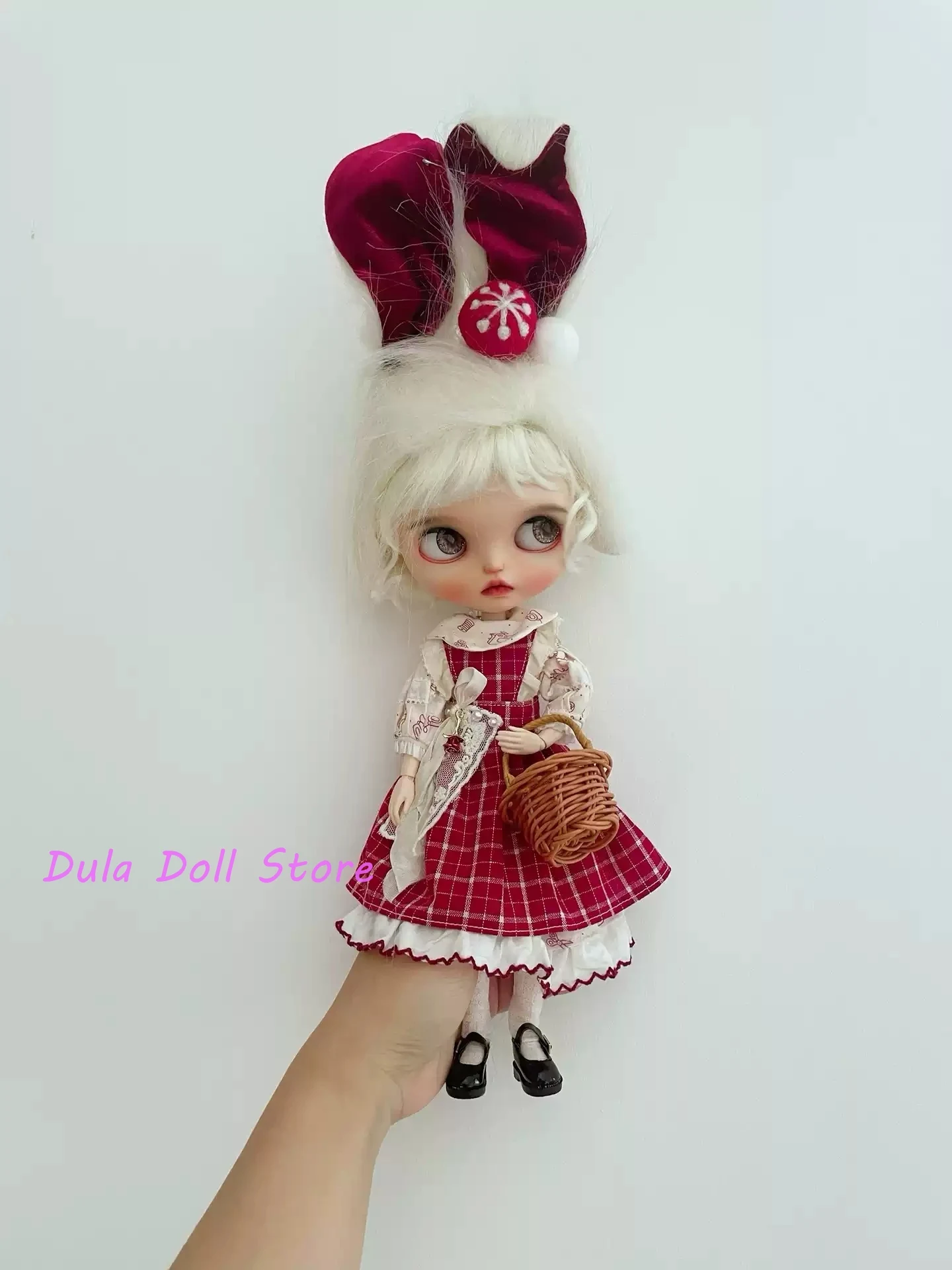 Aula pakaian boneka gaun merah kelinci dan kupu-kupu set topi Blythe ob24 ob22 Azone Licca ICY JerryB 1/6 Aksesori boneka Bjd