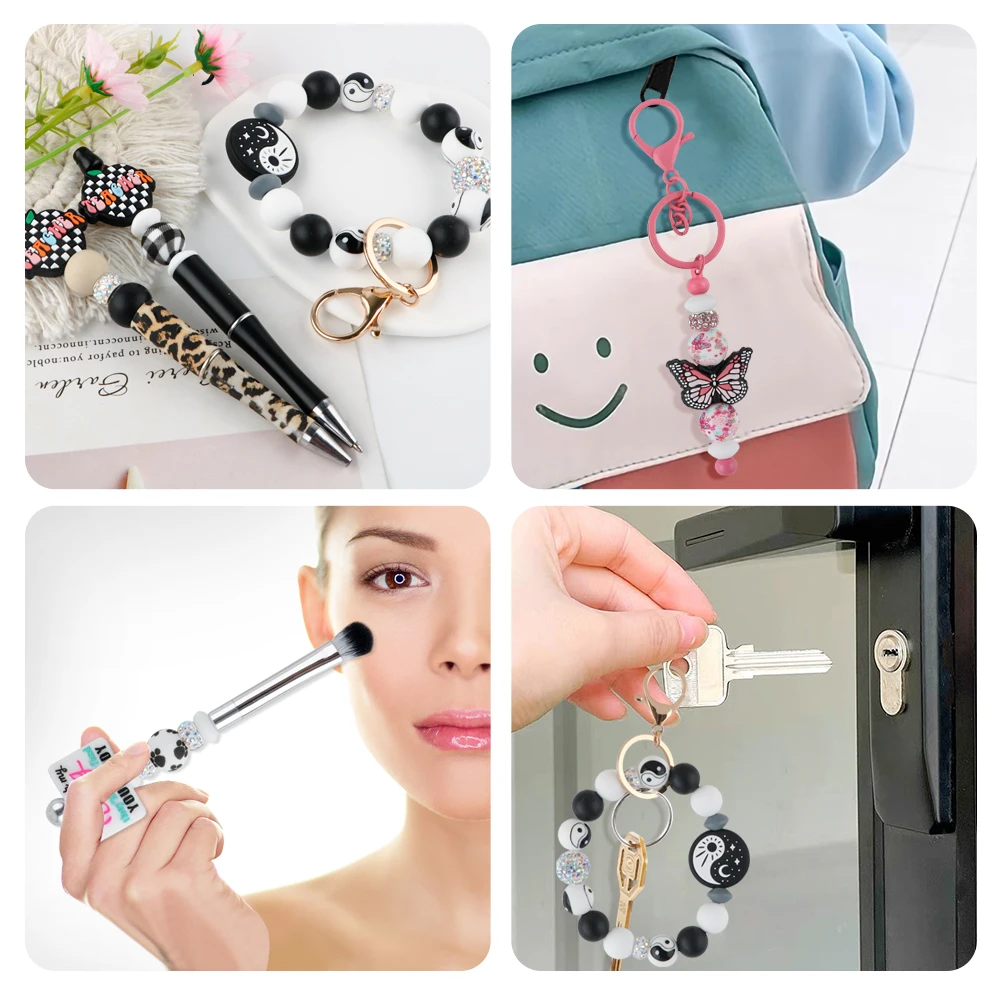 33Pcs/Set New Silicone Focal Beads Silicone Round Lentil Loose Bead Set For Jewelry Making DIY Keychain Pen Bracelet Accessories
