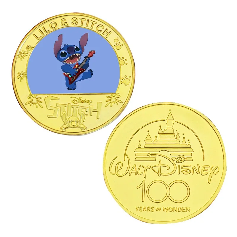 Disney Cartoon Lilo & Stitch Series New Style Commemorative Gold Coin Collect Ornaments Anime Figures Stitch Toy Birthday Gifts