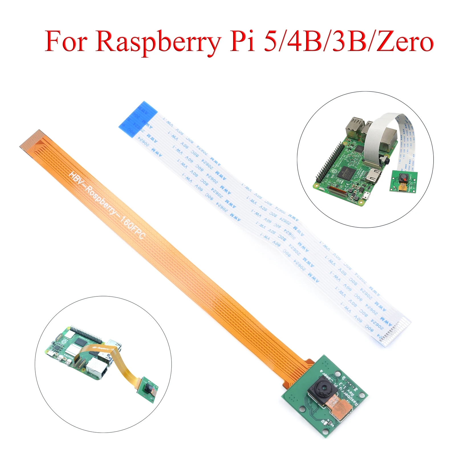 

Модуль камеры Raspberry Pi 5, веб-камера 5 Мп для Raspberry Pi 5 4B 3B + 2B Zero W со сменным выделенным адаптерным кабелем