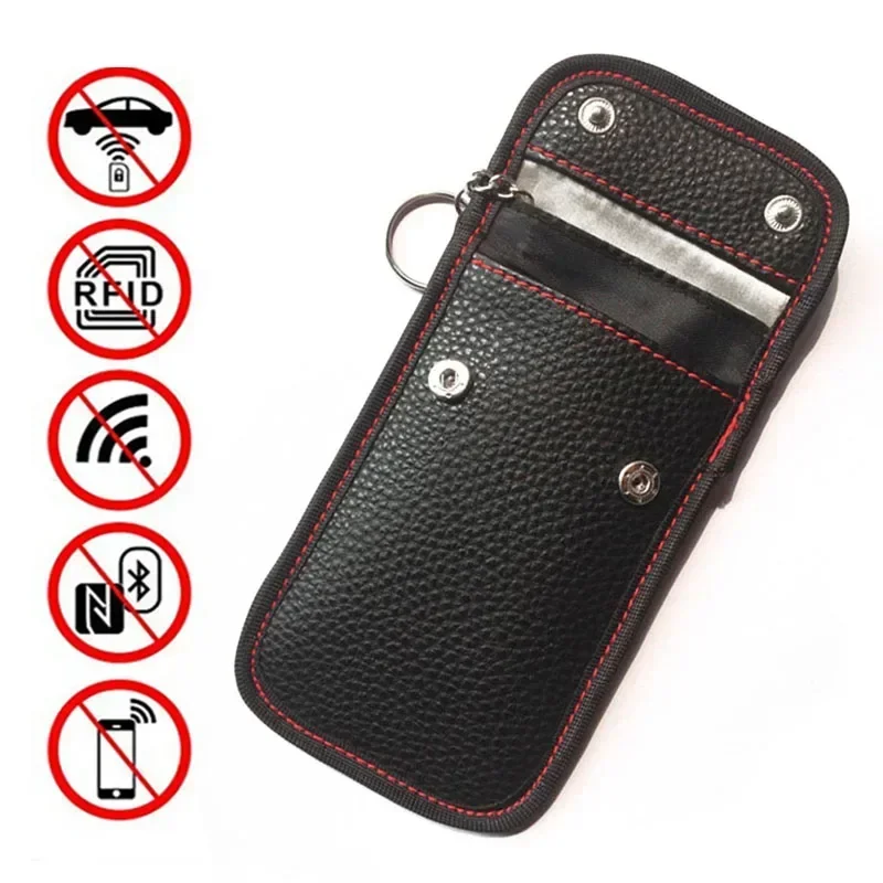 Car Anti-Theft Car Key Fob RFID Blocker - Faraday Signal Blocking Pouch Wallet (Car Interior Accessory)
